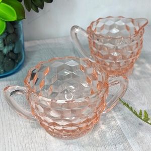 Vintage 1950s Pink Creamer and Sugar Set
